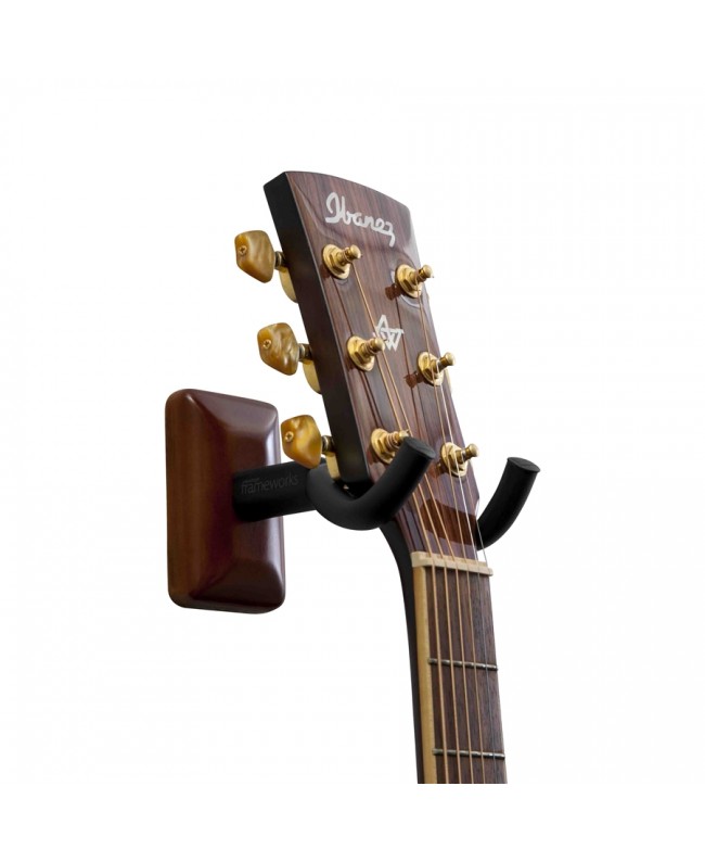 Gator Frameworks GFW-GTR-HNGRMHG Supporto a muro per chitarra con piastra mogano Supporti a muro