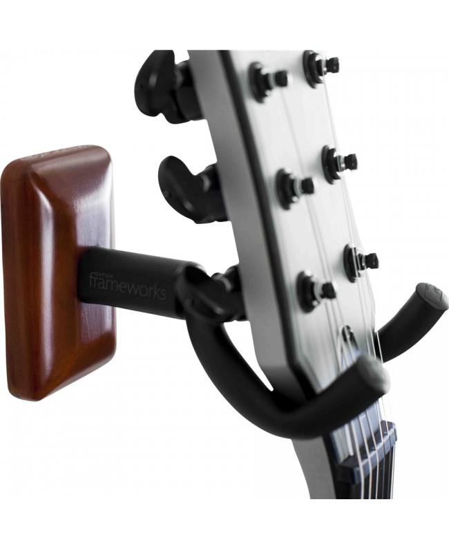 Gator Frameworks GFW-GTR-HNGRMHG Gitarren-Wandhalterung mit Mahagoni-Platte Wandhalterungen