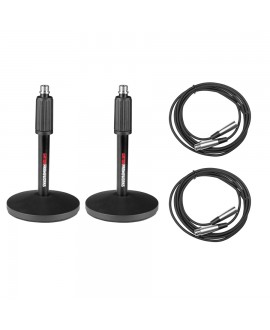 Gator Frameworks GFW-MIC-DESKTOP-2PK Set da 2 supporti microfonici da tavolo con cavi XLR Tischstative
