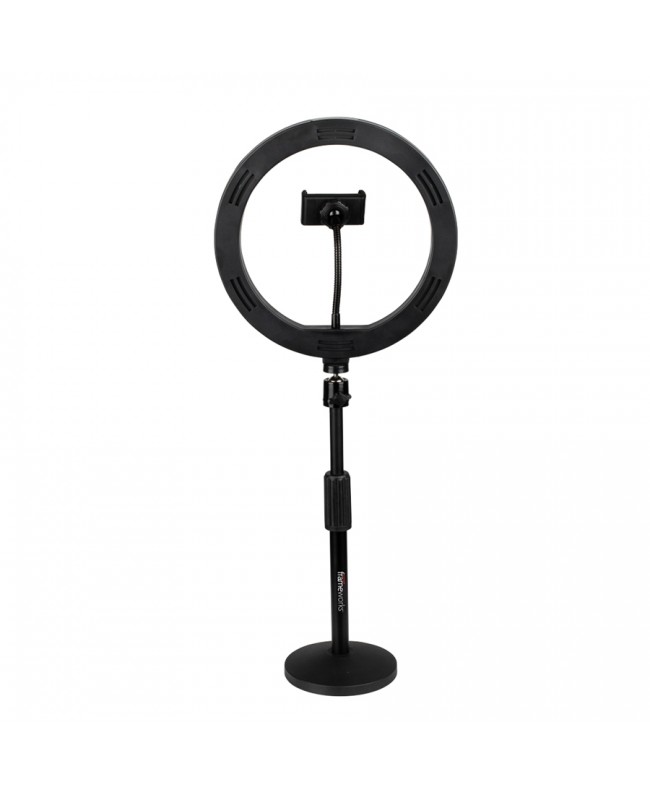 Gator Frameworks GFW-RINGLIGHTDSKTP Anello LED da tavolo con supporto smartphone per streaming, podcast e content creation Su...