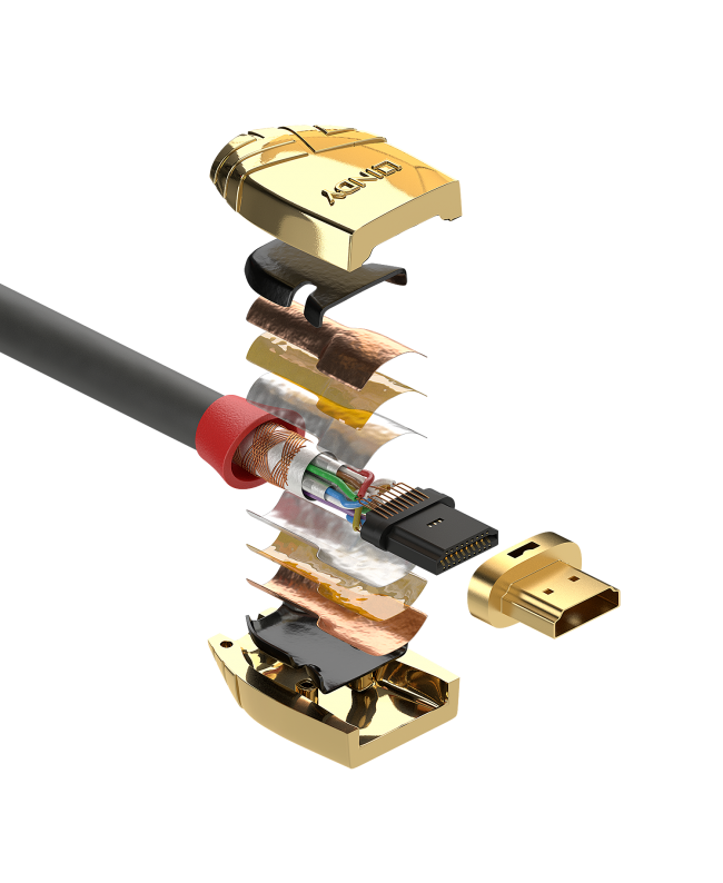 LINDY 2.0m High Speed HDMI Kabel, Gold Line HDMI Monitor Kabel