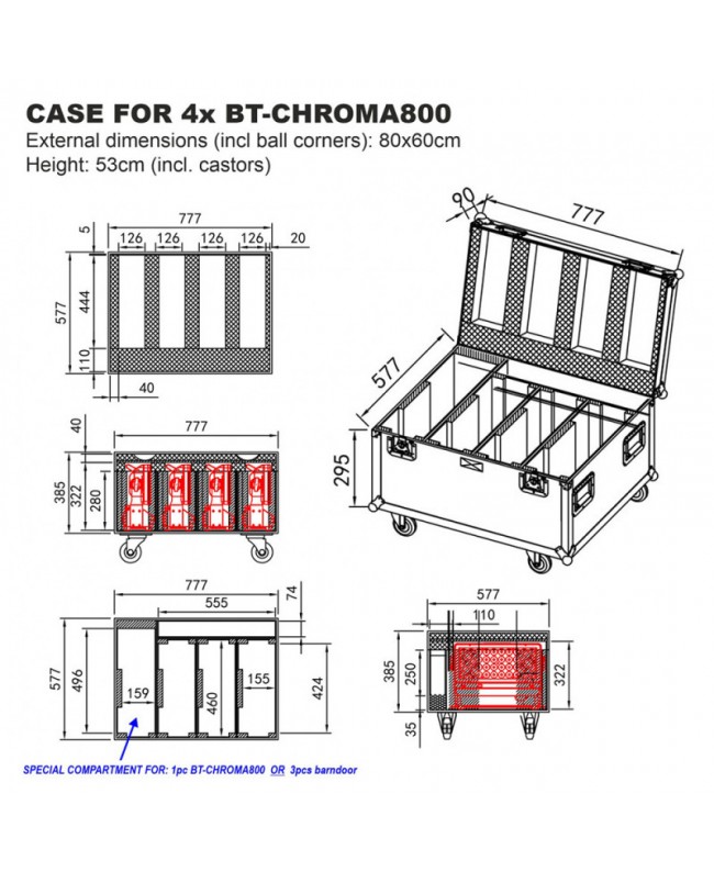 Briteq CASE FOR 4 x BT-CHROMA800 Cases for spotlights