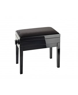 K&M 13950 Piano bench with sheet music storage bench black glossy finish, seat black velvet