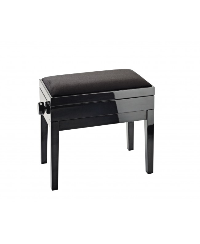 K&M 13950 Piano bench with sheet music storage bench black glossy finish, seat black velvet
