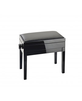 K&M 13951 Piano bench with sheet music storage bench black glossy finish, seat black imitation leather