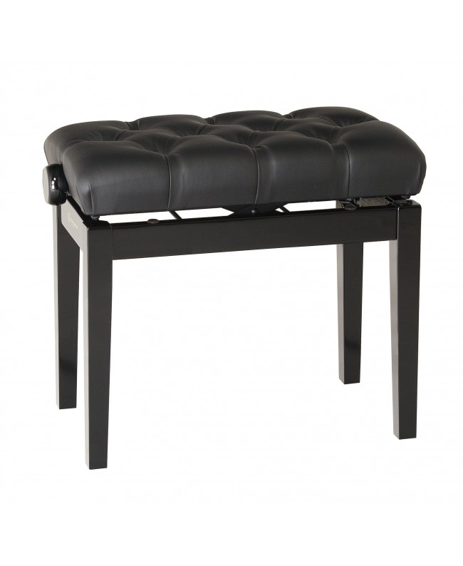 K&M 13980 Piano bench with quilted seat cushion bench black glossy finish, seat black imitation leather