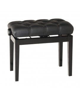 K&M 13981 Piano bench with quilted seat cushion bench black glossy finish, seat black leather
