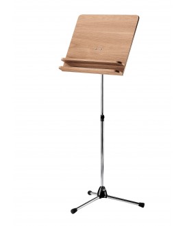 K&M 118/3 Orchestra music stand chrome stand with walnut wooden desk