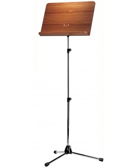 K&M 118/4 Orchestra music stand chrome stand, walnut wooden desk