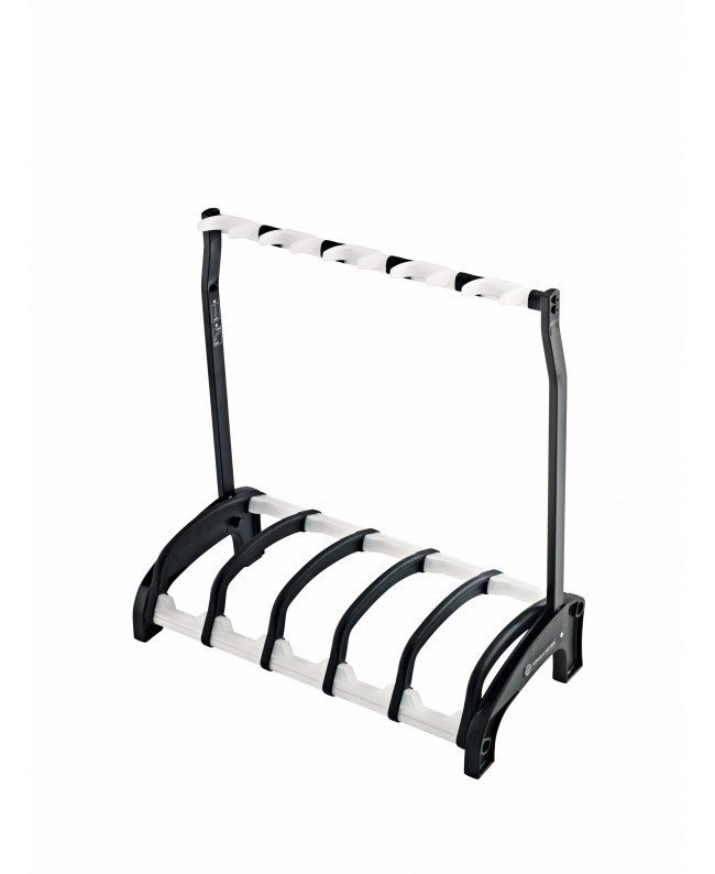 K&M 17525 Five e-guitar stand Guardian 5 black with translucent support elements