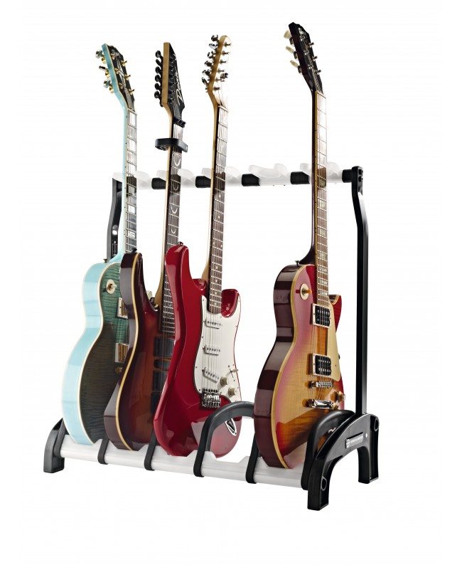 K&M 17525 Five e-guitar stand Guardian 5 black with translucent support elements
