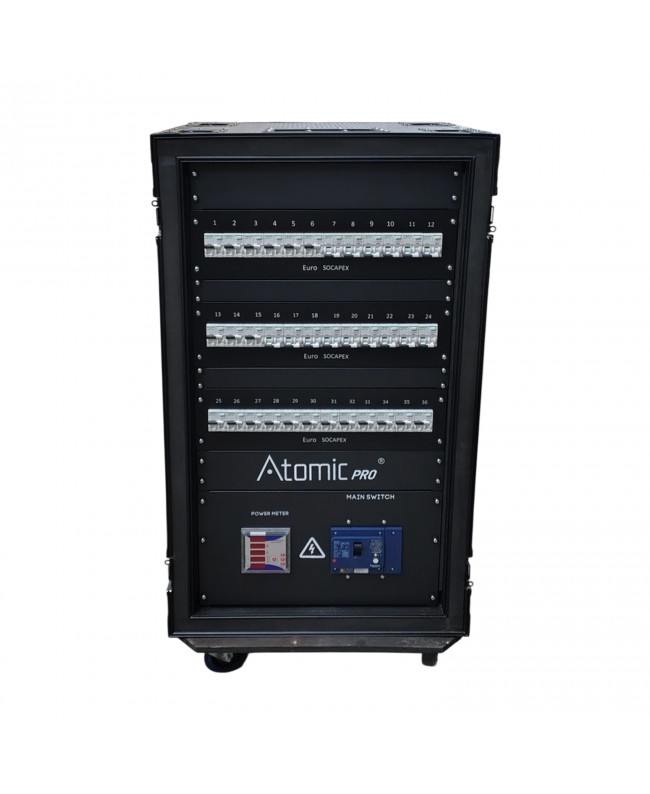 Atomic Pro power distribution unit 250A 36*16A Shuko + 6 Socapex Out + Power Locking In/Out