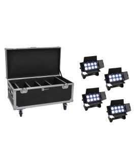 Eurolite Set 4x AKKU Multiflood IP 8x10W RGBW Wash CRMX + Case with charging function LED Washer