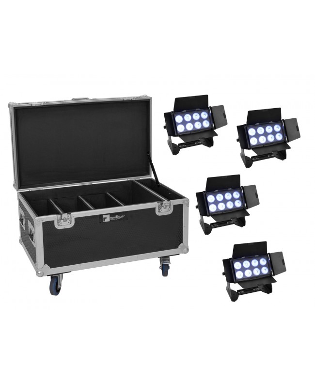 Eurolite Set 4x Multiflood IP 8x10W RGBW Wash + Case