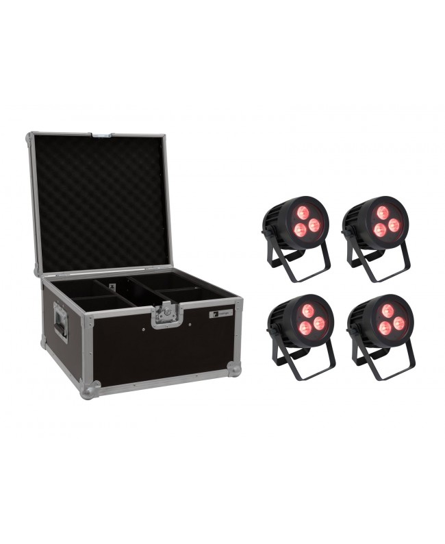 Eurolite Set 4x LED IP PAR 3x9W SCL Spot + Case