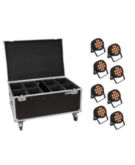 Eurolite Set 8x LED IP PAR 12x8W QCL Spot + Case with wheels