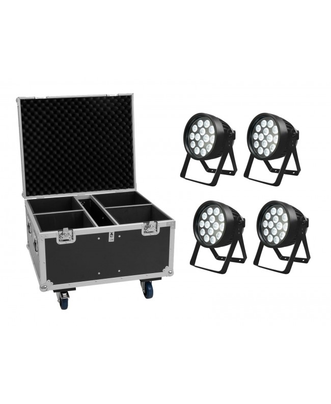 Eurolite Set 4x LED IP PAR 14x8W QCL + Flightcase