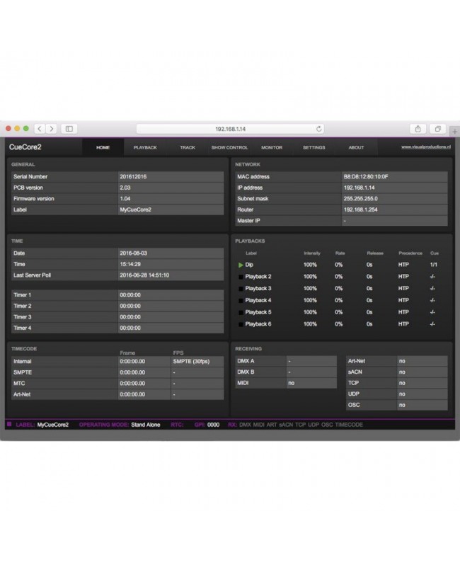 Visual Productions CueCore2 Software Controllers