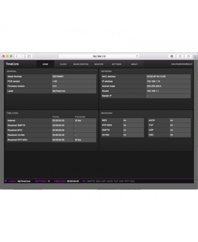 Visual Productions TimeCore Software Controller