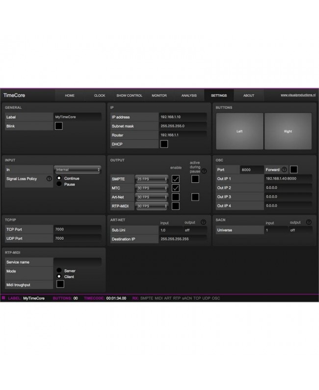 Visual Productions TimeCore Software Controller