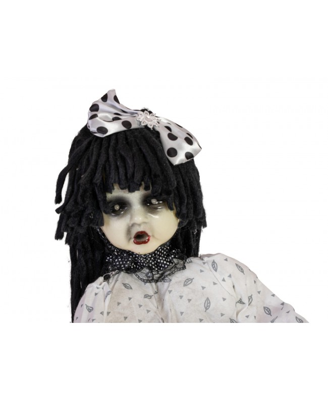 Europalms Halloween Figure Girl on rocking Horse, animated, 72cm Seasonal Items