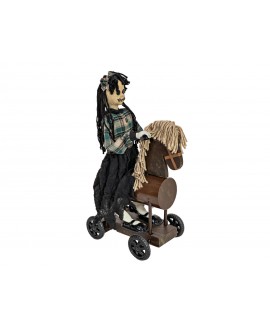 Europalms Halloween Figur Mädchen auf Pony, animiert, 90cm