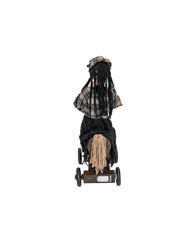 Europalms Halloween Figur Mädchen auf Pony, animiert, 90cm