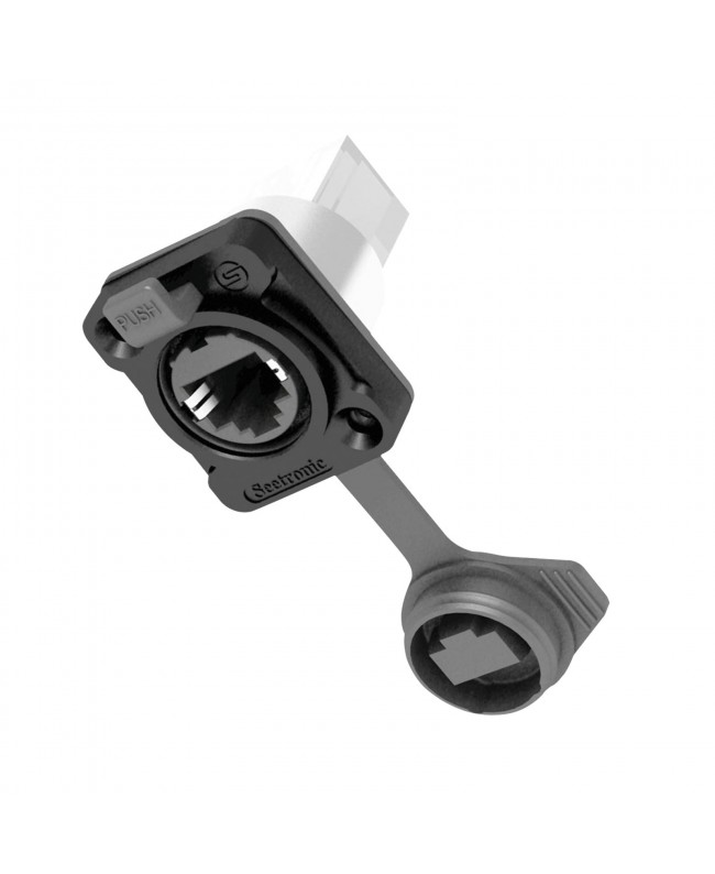 SEETRONIC RJ45 Chassis Feedthrough locking receptacle - IP65 Ethernet Einbausteckverbinder