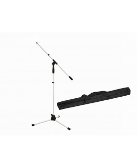 Omnitronic Set Microphone Tripod MS-1W with Boom white + Bag Floor Stands