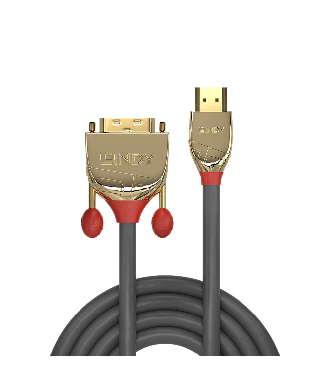 LINDY HDMI to DVI-D Cable, Gold Line 1m HDMI Adapter Cables