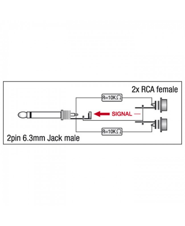 DAP XGA41 - Jack/M mono to 2 x RCA/F - incl. 2 x 10 kilo-Ohm resistors