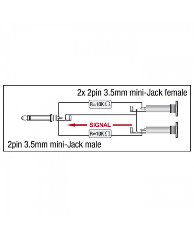 DAP XGA40 - mini-jack/M to 2 x mini-jack/F - incl. 2 x 10 kilo-Ohm resistors