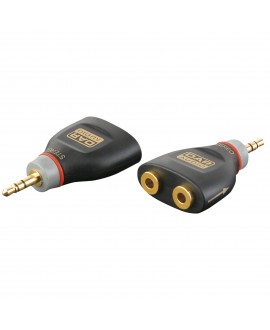 DAP XGA44 - mini-jack/M stereo to 2 x mini-jack/F - incl. 4 x 10 kOhm resistors Inclusi 4 resistori da 10 kOhm