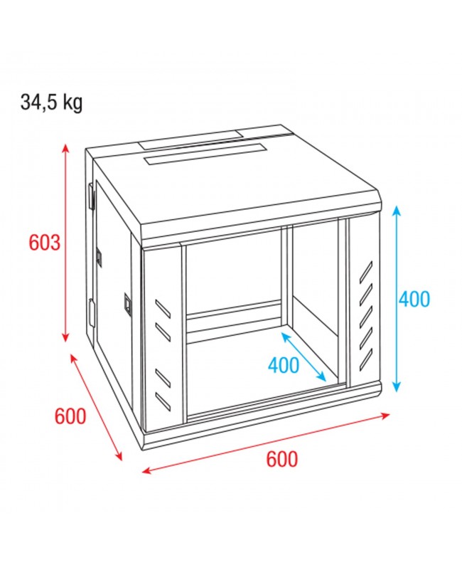 SHOWGEAR RCA-WMH-9 9 U Armadio di rete con porta in vetro