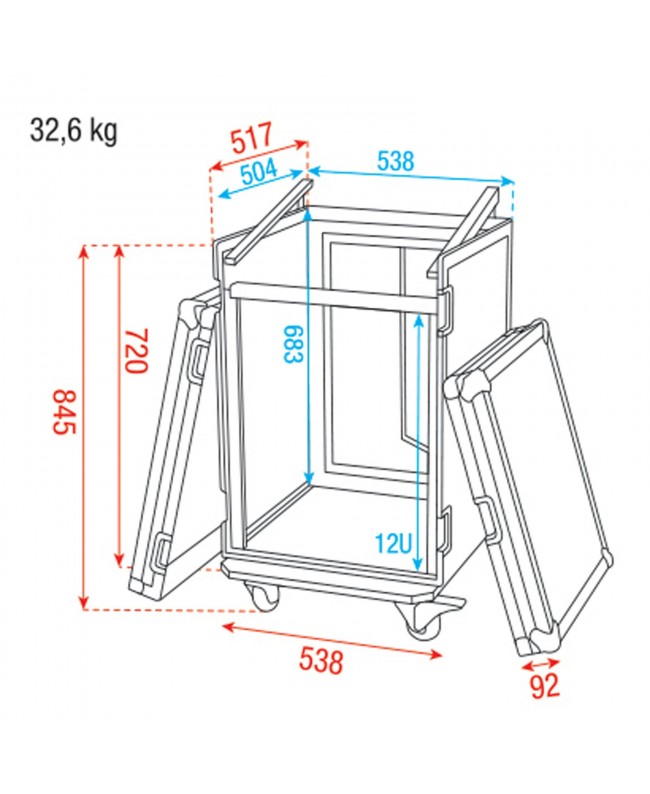 SHOWGEAR Combi Case 12U + 10U top