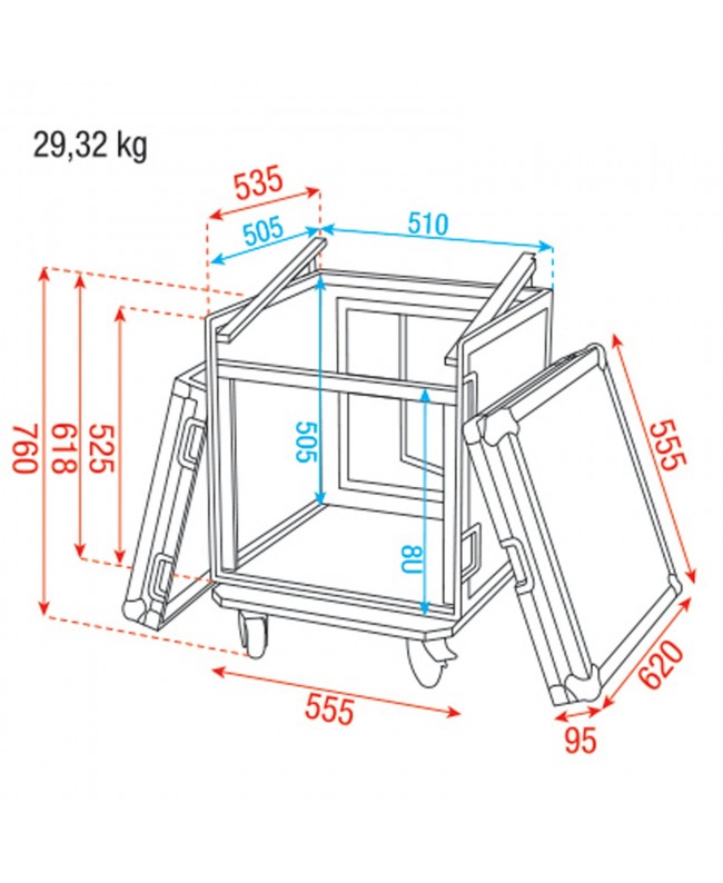 SHOWGEAR Combi Case 8U + 10U top