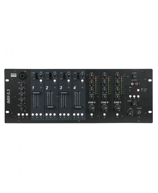 DAP IMIX-5.3 Mixer installazione 4U 5 canali - 3 zone Mixer analogici