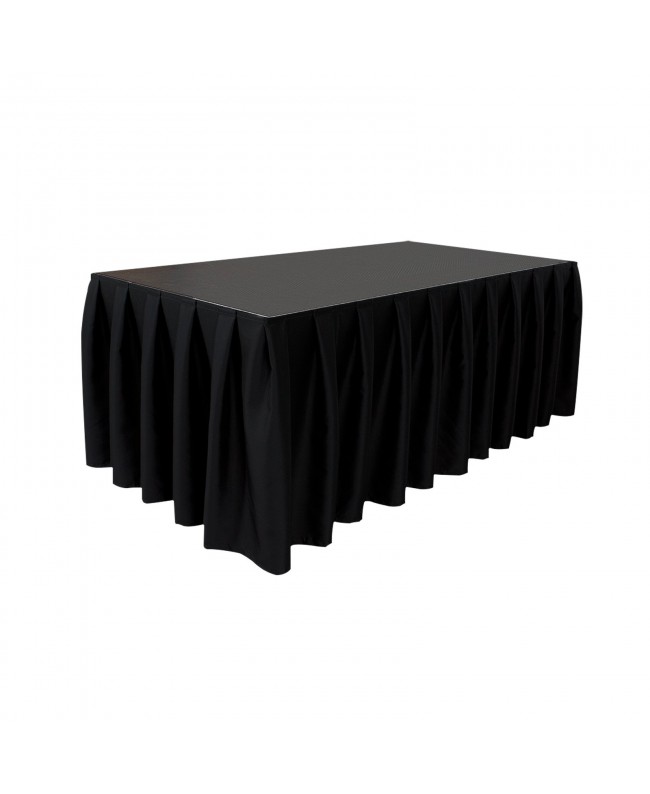 WENTEX Stage Skirt MCS 300 g/m² Black - 620 x 100 cm (W x H) - pleated Molton & Stage Fabrics