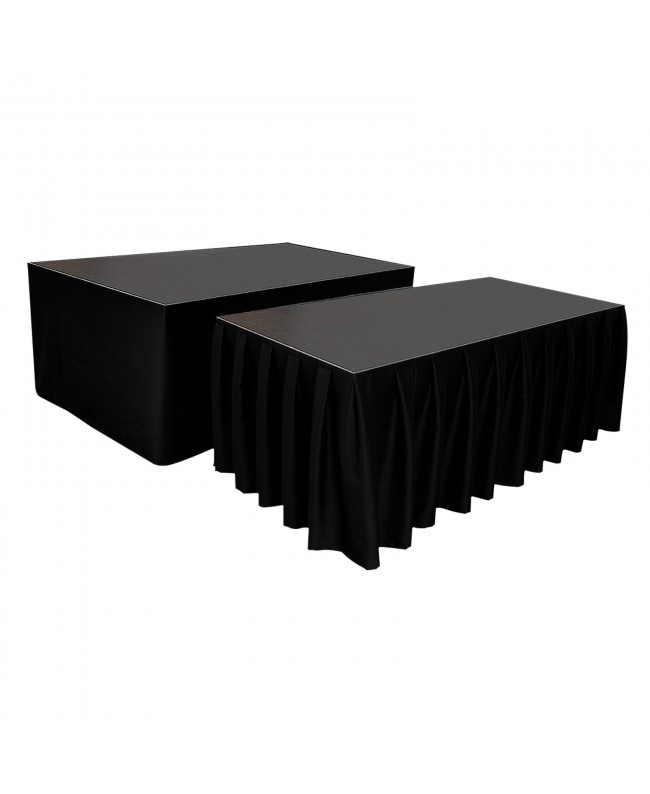 WENTEX Stage Skirt MCS 300 g/m² Black - 620 x 100 cm (W x H) - pleated Molton & Stage Fabrics