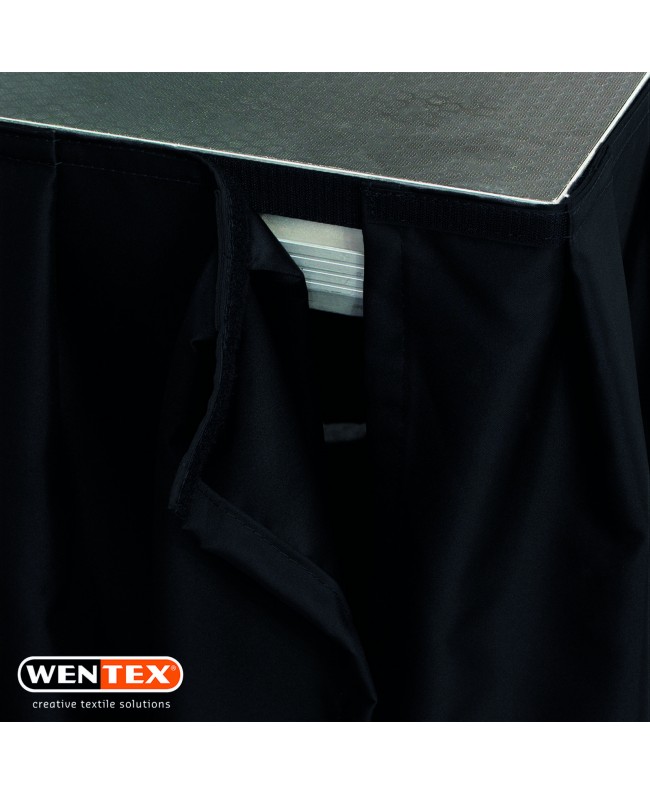 WENTEX Stage Skirt MCS 300 g/m² Black - 620 x 100 cm (W x H) - pleated Molton & Stage Fabrics