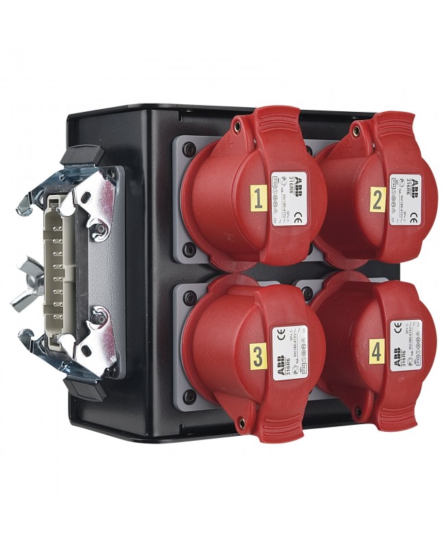 SHOWGEAR Breakout-box 16-pin Connector to 4x CEE 4P 16 A Red