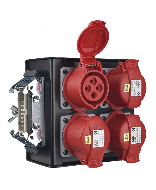 SHOWGEAR Breakout-box 16-pin Connector to 4x CEE 4P 16 A Red