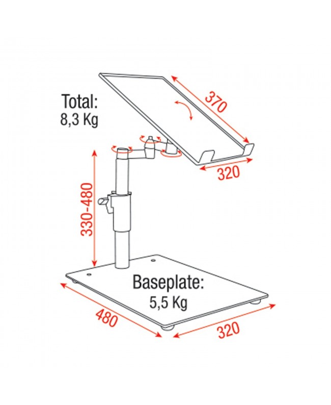 SHOWGEAR DJ Player Stand Acciaio - 330-480 mm Altro