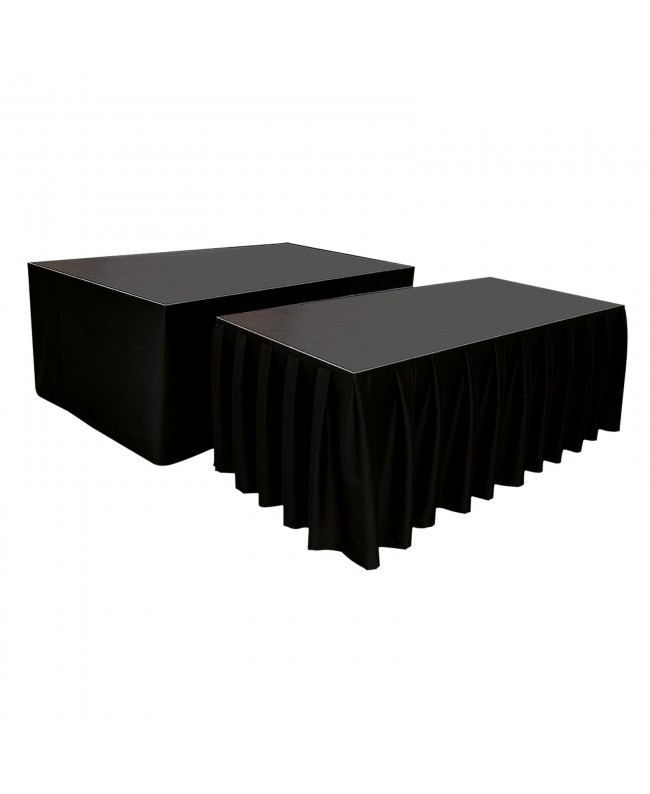 WENTEX Stage Skirt MCS 300 g/m² Black - 620 x 40 cm (W x H) - pleated Molton & Stage Fabrics