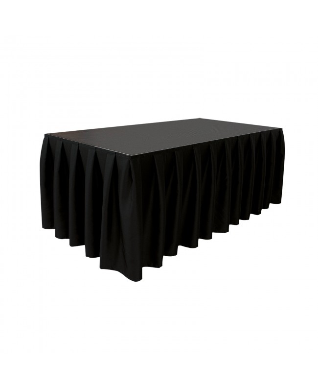 WENTEX Stage Skirt MCS 300 g/m² Black - 620 x 80 cm (W x H) - pleated Molton & Stage Fabrics