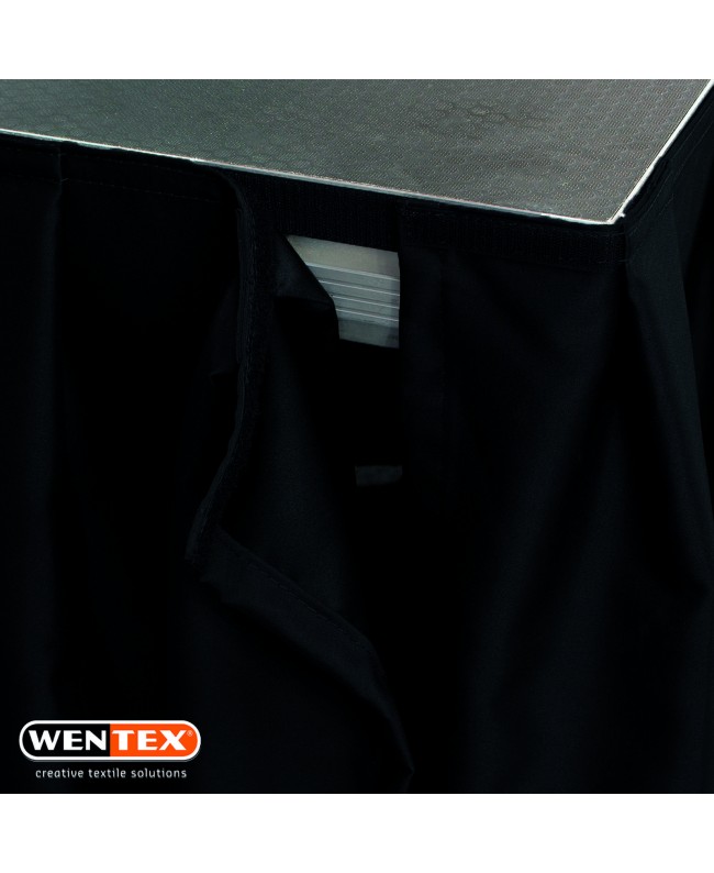 WENTEX Stage Skirt MCS 300 g/m² Black - 620 x 80 cm (W x H) - pleated Molton & Stage Fabrics