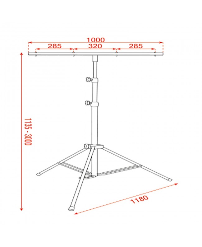 SHOWGEAR Metal Medium Light Stand Aste Mammoth Supporti per luci