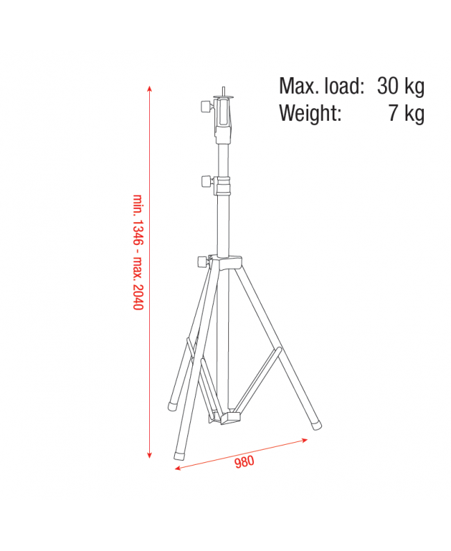 SHOWGEAR Follow Spot Stand 1346 - 2040 mm Licht Stative