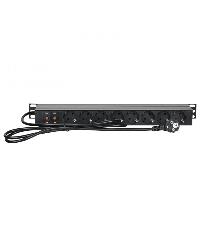 SHOWGEAR 19 1U Main Power Strip 16 Controllo anteriore e posteriore Ciabatte 19"