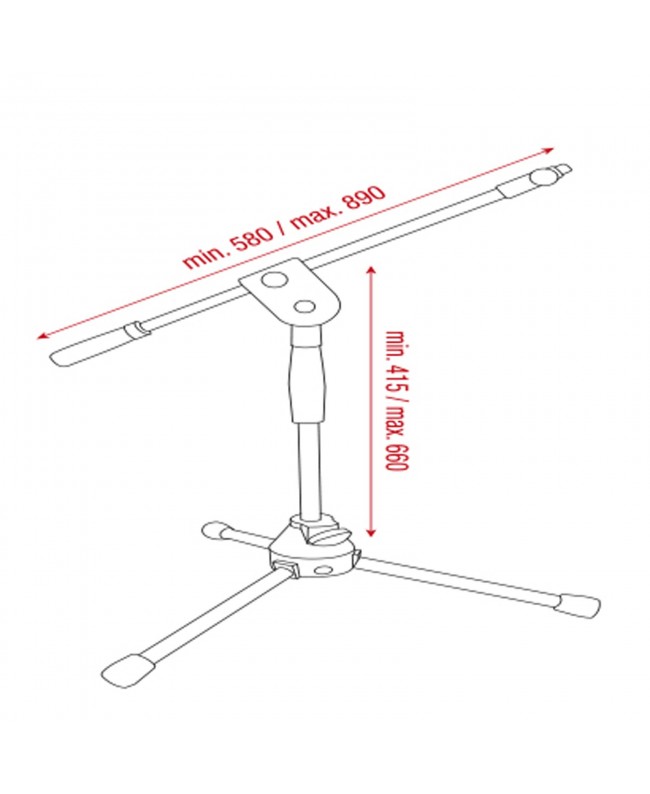 SHOWGEAR Telescopic Microphone Boom Stand - Ergo 2 660mm Floor Stands